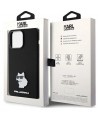 Karl Lagerfeld Silicone Choupette Metal Pin case for iPhone 15 Pro - black