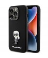 Karl Lagerfeld Silicone Ikonik Metal Pin case for iPhone 15 Pro - black