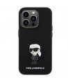 Karl Lagerfeld Silicone Ikonik Metal Pin case for iPhone 15 Pro - black