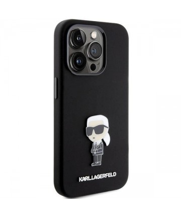 Karl Lagerfeld Silicone Ikonik Metal Pin case for iPhone 15 Pro - black
