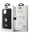 Karl Lagerfeld Gripstand Saffiano Choupette Pins Case for iPhone 15 Plus / 14 Plus - Black
