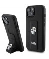 Karl Lagerfeld Gripstand Saffiano Karl&Choupette Pins case for iPhone 15 Plus / 14 Plus - black