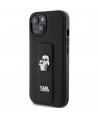 Karl Lagerfeld Gripstand Saffiano Karl&Choupette Pins case for iPhone 15 Plus / 14 Plus - black