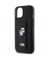 Karl Lagerfeld Gripstand Saffiano Karl&Choupette Pins case for iPhone 15 Plus / 14 Plus - black