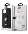 Karl Lagerfeld Gripstand Saffiano Karl&Choupette Pins case for iPhone 15 Plus / 14 Plus - black