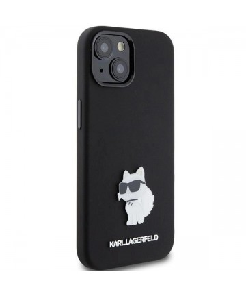 Karl Lagerfeld Silicone Choupette Metal Pin case for iPhone 15 Plus / 14 Plus - black