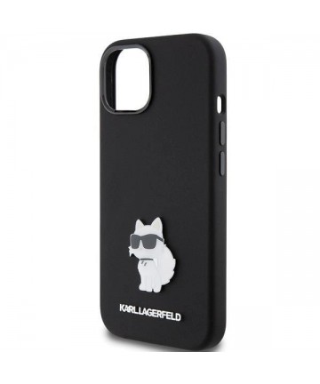 Karl Lagerfeld Silicone Choupette Metal Pin case for iPhone 15 Plus / 14 Plus - black