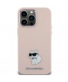 Karl Lagerfeld Silicone Choupette Metal Pin Case for iPhone 15 Plus / 14 Plus - Pink