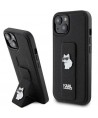 Karl Lagerfeld Gripstand Saffiano Choupette Pins case for iPhone 15 - black