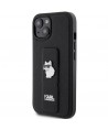 Karl Lagerfeld Gripstand Saffiano Choupette Pins case for iPhone 15 - black