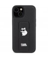 Karl Lagerfeld Gripstand Saffiano Choupette Pins case for iPhone 15 - black
