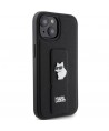 Karl Lagerfeld Gripstand Saffiano Choupette Pins case for iPhone 15 - black