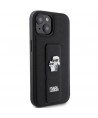 Karl Lagerfeld Gripstand Saffiano Karl&Choupette Pins case for iPhone 15 - black