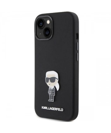 Karl Lagerfeld Silicone Ikonik Metal Pin case for iPhone 15 - black