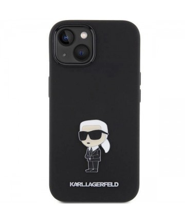 Karl Lagerfeld Silicone Ikonik Metal Pin case for iPhone 15 - black