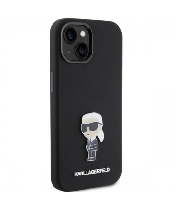 Karl Lagerfeld Silicone Ikonik Metal Pin case for iPhone 15 - black