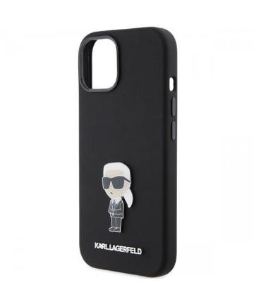 Karl Lagerfeld Silicone Ikonik Metal Pin case for iPhone 15 - black