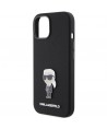 Karl Lagerfeld Silicone Ikonik Metal Pin case for iPhone 15 - black