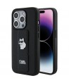 Karl Lagerfeld Gripstand Saffiano Choupette Pins case for iPhone 15 Pro Max - black