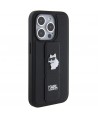 Karl Lagerfeld Gripstand Saffiano Choupette Pins case for iPhone 15 Pro Max - black