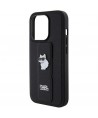 Karl Lagerfeld Gripstand Saffiano Choupette Pins case for iPhone 15 Pro Max - black