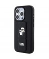 Karl Lagerfeld Gripstand Saffiano Karl&Choupette Pins case for iPhone 15 Pro Max - black
