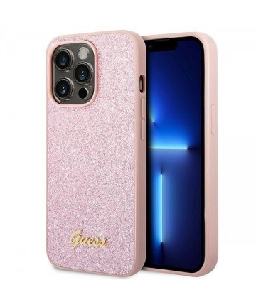 Guess Glitter Script Case for iPhone 14 Pro Max - Pink