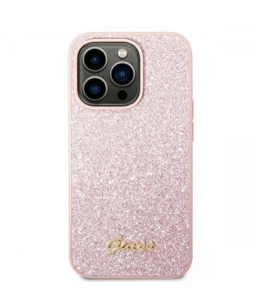 Guess Glitter Script Case for iPhone 14 Pro Max - Pink