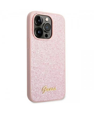 Guess Glitter Script Case for iPhone 14 Pro Max - Pink