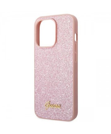Guess Glitter Script Case for iPhone 14 Pro Max - Pink