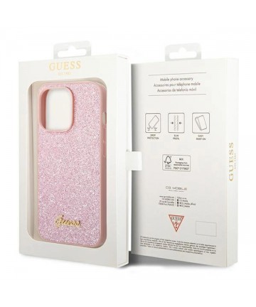 Guess Glitter Script Case for iPhone 14 Pro Max - Pink