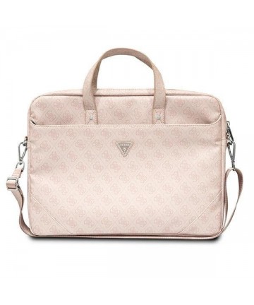 Guess Saffiano 4G Triangle Logo bag for a 16'' laptop - pink