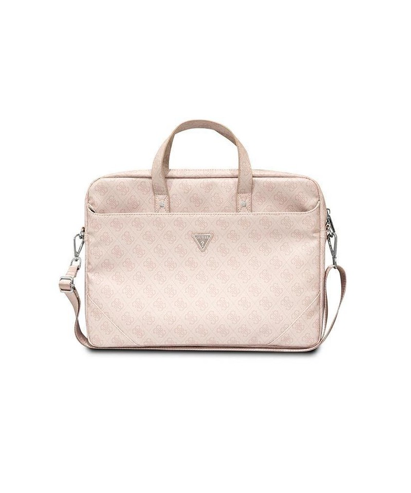 Guess Saffiano 4G Triangle Logo bag for a 16'' laptop - pink