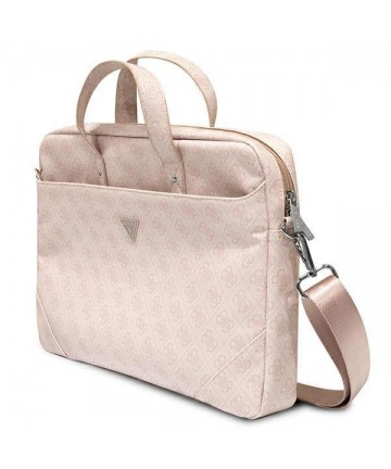 Guess Saffiano 4G Triangle Logo bag for a 16'' laptop - pink
