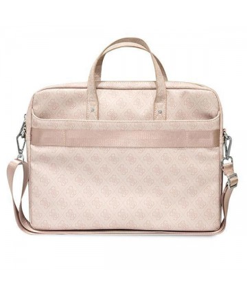 Guess Saffiano 4G Triangle Logo bag for a 16'' laptop - pink
