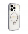 Guess Ring Stand Script Glitter MagSafe case for iPhone 15 Pro - transparent