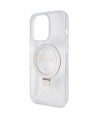 Guess Ring Stand Script Glitter MagSafe case for iPhone 15 Pro - transparent
