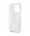 Guess Ring Stand Script Glitter MagSafe case for iPhone 15 Pro - transparent