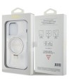 Guess Ring Stand Script Glitter MagSafe case for iPhone 15 Pro - transparent