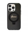 Guess Ring Stand Script Glitter MagSafe case for iPhone 15 Pro - black