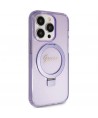 Guess Ring Stand Script Glitter MagSafe case for iPhone 15 Pro - purple