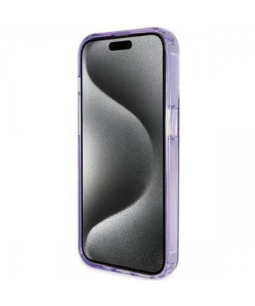 Guess Ring Stand Script Glitter MagSafe case for iPhone 15 Pro - purple
