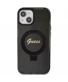 Guess Ring Stand Script Glitter MagSafe Case for iPhone 15 Plus / 14 Plus - Black
