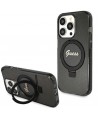 Guess Ring Stand Script Glitter MagSafe case for iPhone 15 Pro Max - black