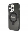 Guess Ring Stand Script Glitter MagSafe case for iPhone 15 Pro Max - black