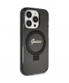 Guess Ring Stand Script Glitter MagSafe case for iPhone 15 Pro Max - black