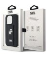 Karl Lagerfeld Gripstand Saffiano Karl&Choupette Pins case for iPhone 15 Pro - black