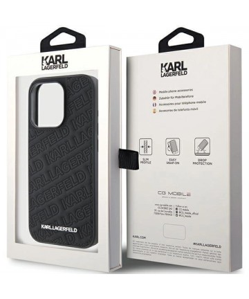 Karl Lagerfeld Quilted K Pattern iPhone 15 Pro Case - Black