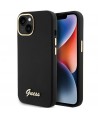 Guess Silicone Script Metal Logo & Frame case for iPhone 15 - black