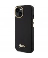 Guess Silicone Script Metal Logo & Frame case for iPhone 15 - black